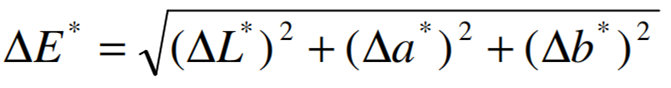 三個測量坐標L*、a*和b*轉(zhuǎn)換為L*、C*和h坐標以及△E值公式