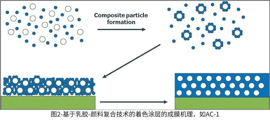圖2-基于乳膠-顏料復(fù)合技術(shù)的著色涂層的成膜機(jī)理
